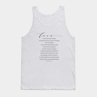 1 Corinthians 13:4-7, Love Verses, Bible Verse Lettering, Love is Patient, Farmhouse Decor Tank Top